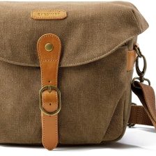 BAGSMART Camera Bag, SLR DSLR Canvas Crossbody Camera Case, Compact Camera Shoulder Bag with Rain Cover for Women and Men, Khaki